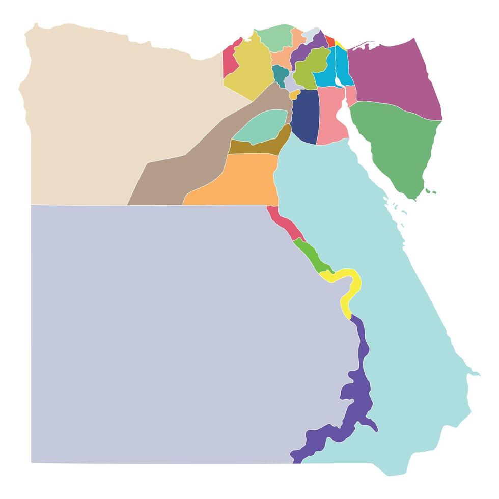 Egypt map. Map of Egypt in administrative provinces in multicolor vector