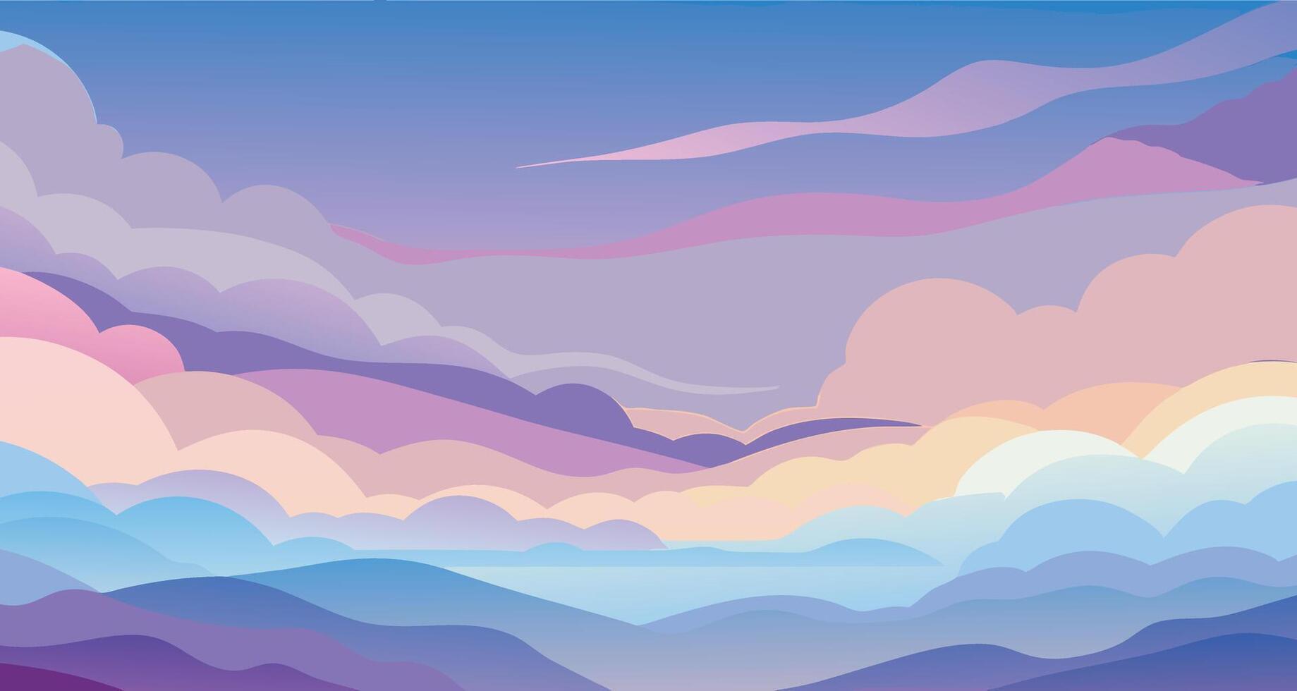 Vibrant Abstract Sky Illustration with Colorful Clouds and Sunset Hues in Art vector