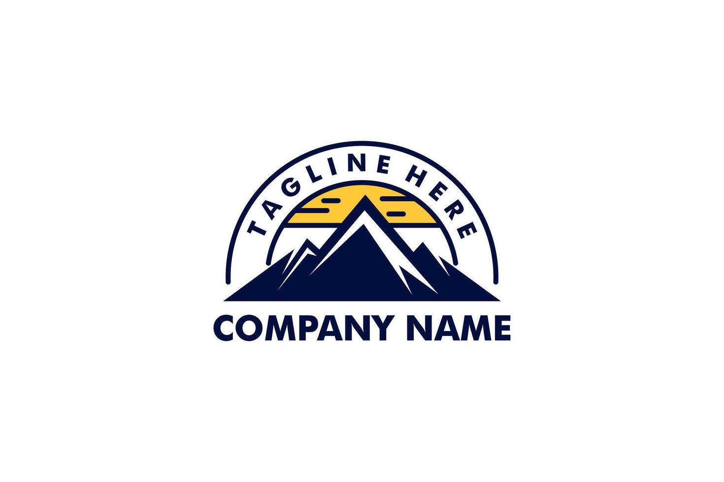 Minimalist mountain range logo with a rising sun. Perfect for outdoor, adventure, and nature brands seeking a symbolic and inspiring design vector