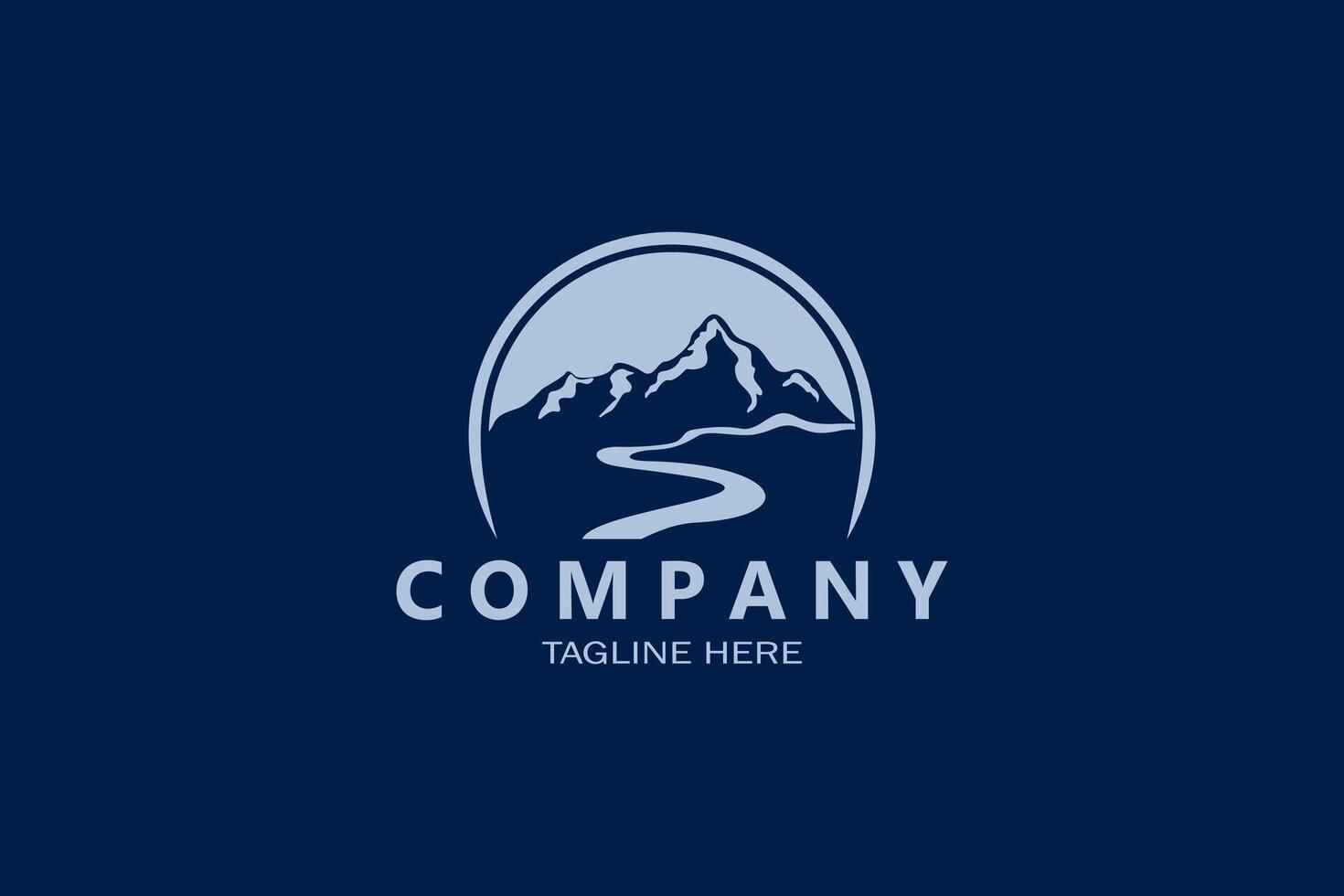 Minimalist mountain and river logo design. Perfect for outdoor, nature, and travel brands. vector