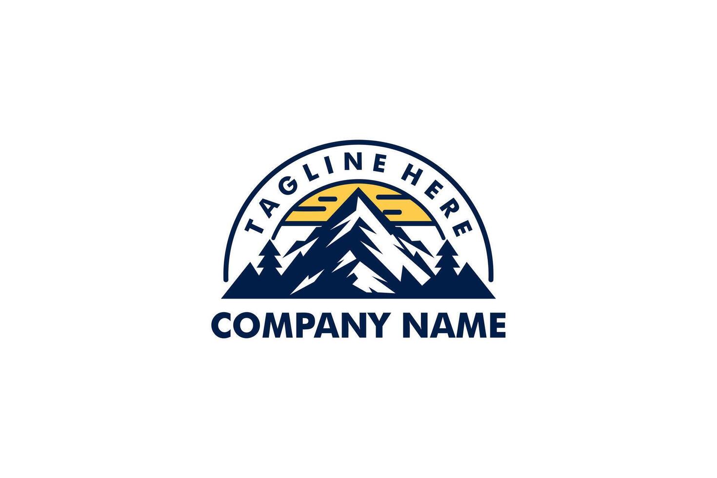 Minimalist mountain range logo with a rising sun. Perfect for outdoor, adventure, and nature brands seeking a symbolic and inspiring design vector