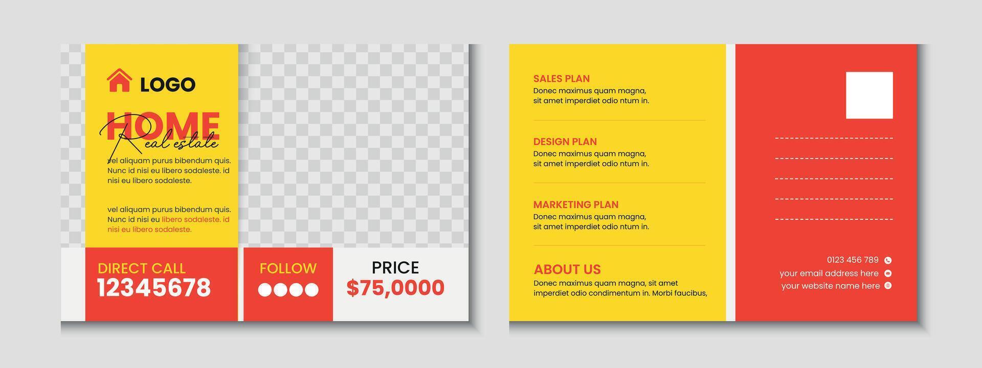 Real Estate Postcard Banner Template Design vector