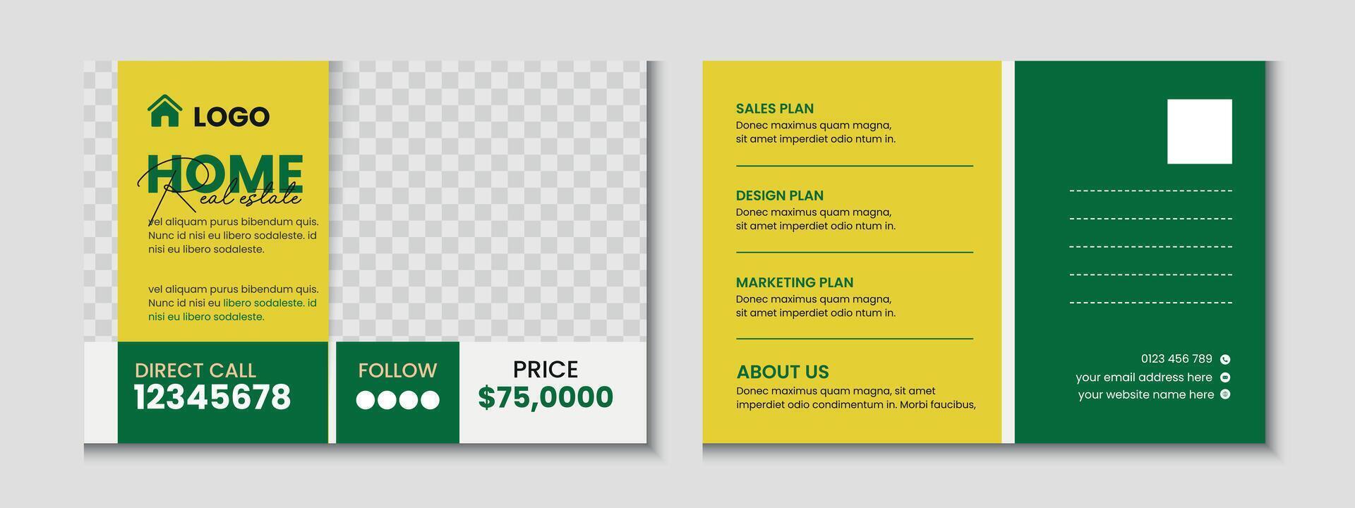 Real Estate Postcard Banner Template Design vector