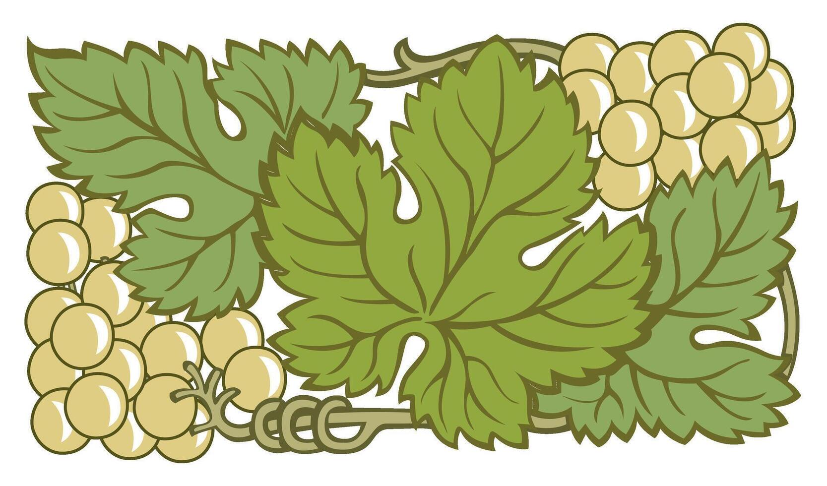 Grape vine or grape branch decorative elements, set. Isolated hanging grape twigs with green and purple berries. Framing or decor for banner design vector