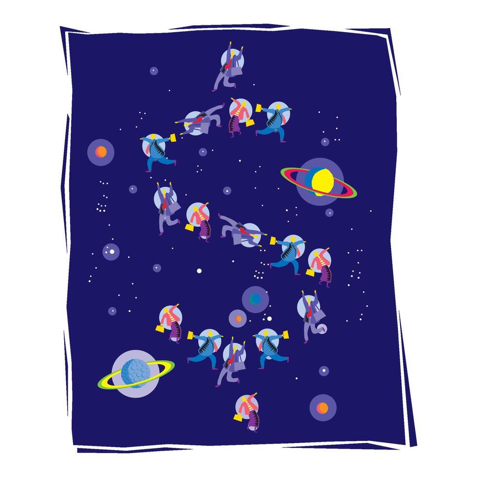 businessman in space dancing in galaxy people in space vector
