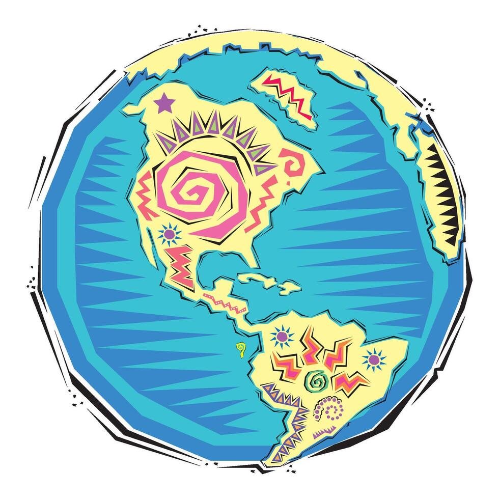 hand drawn abstract Clipart of Global earth planet map vector
