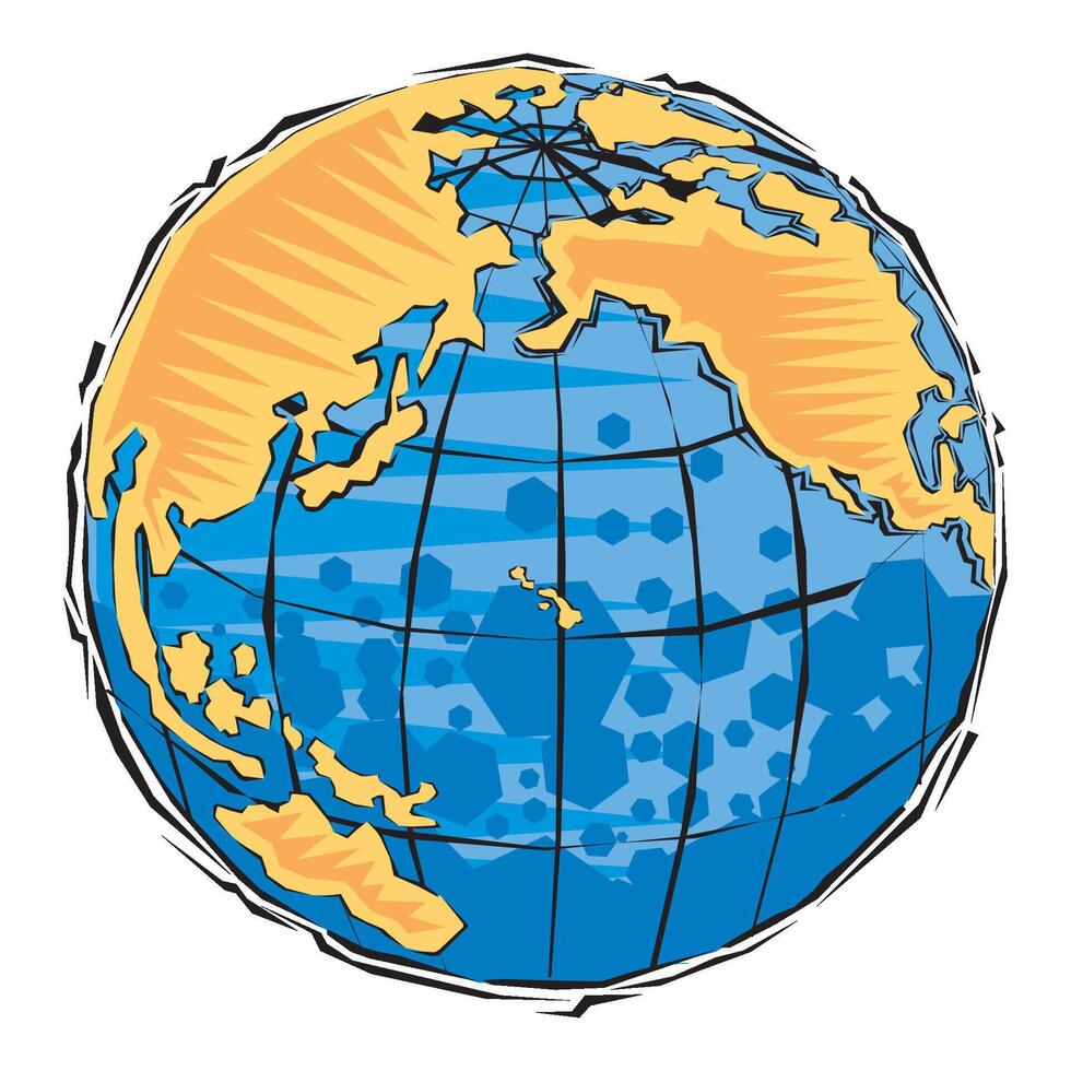hand drawn abstract Clipart of Global earth planet map vector