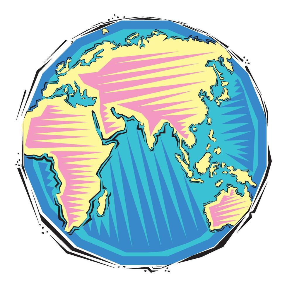 hand drawn abstract Clipart of Global earth planet map vector