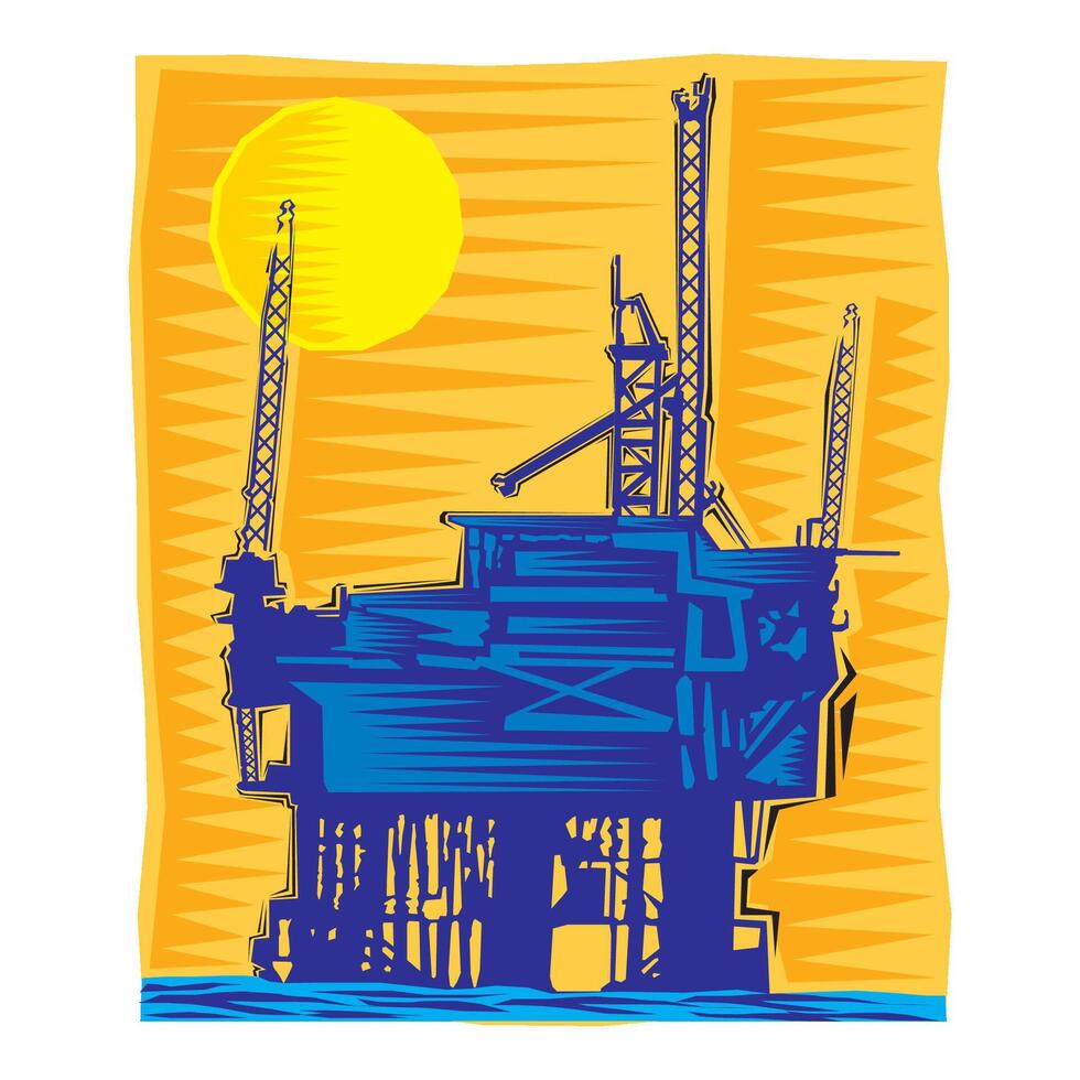 Clipart of Oil rig - a structure with equipment for drilling and servicing an oil well vector