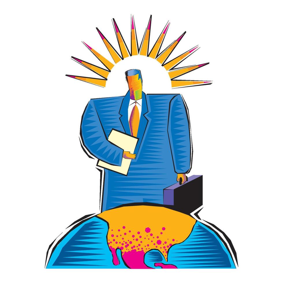 businessman on earth color set isolated illustration vector