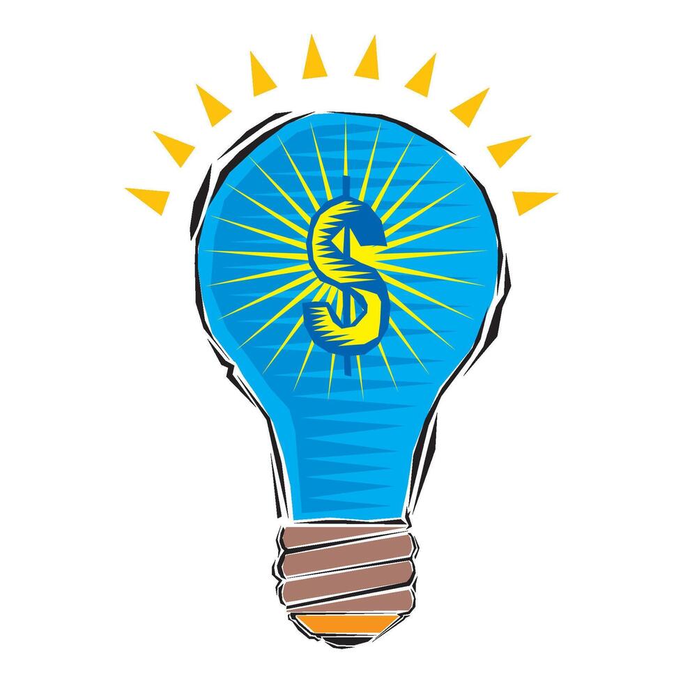Light bulb with dollar symbol business concept, icon. vector