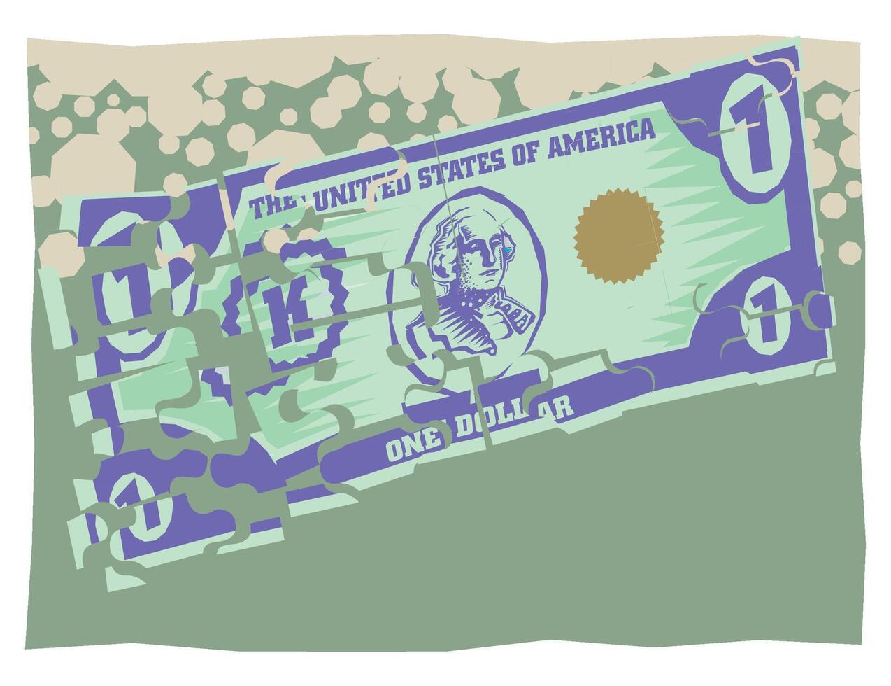 abstract Clipart of Broken dollar money vector