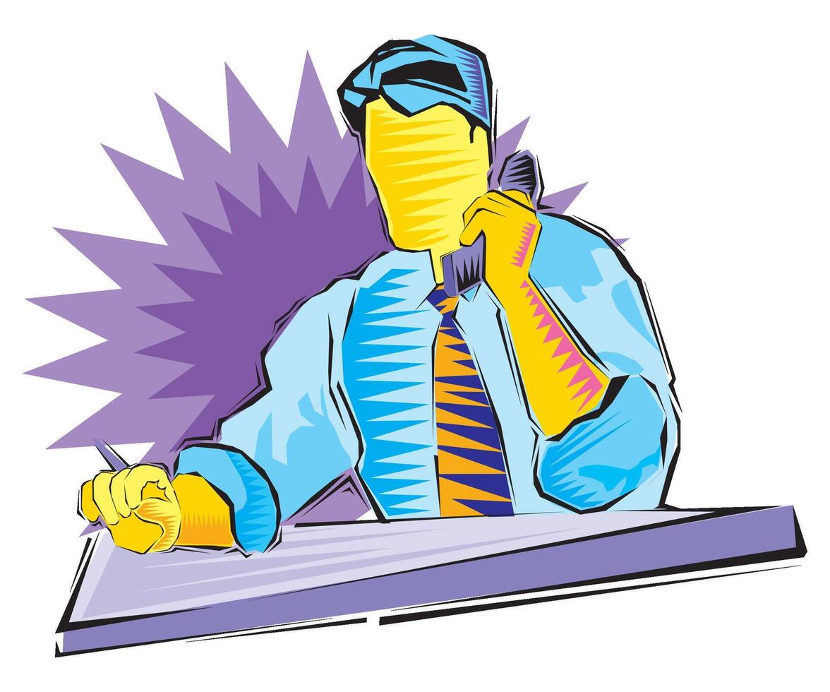 clip art of businessman making a call vector