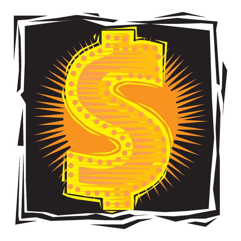 abstract Clipart of gold Dollar sign in sunshine vector