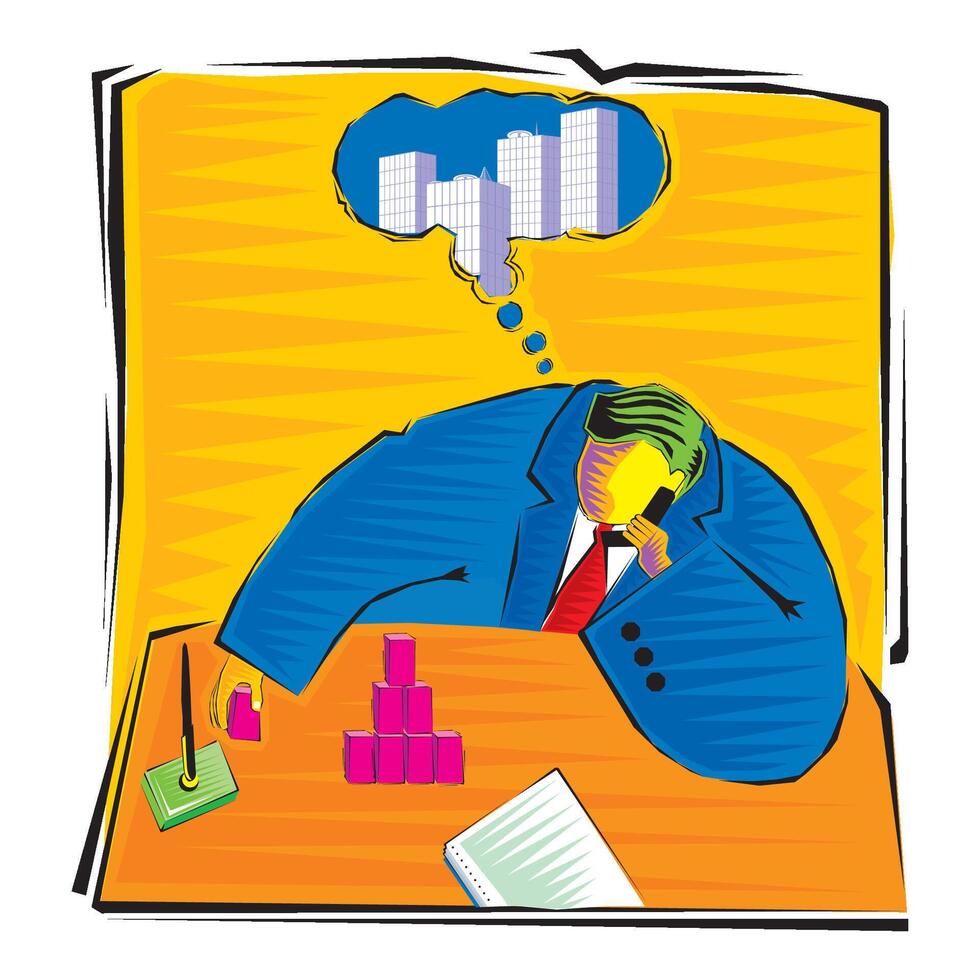 a businessman thinking getting big business investment vector