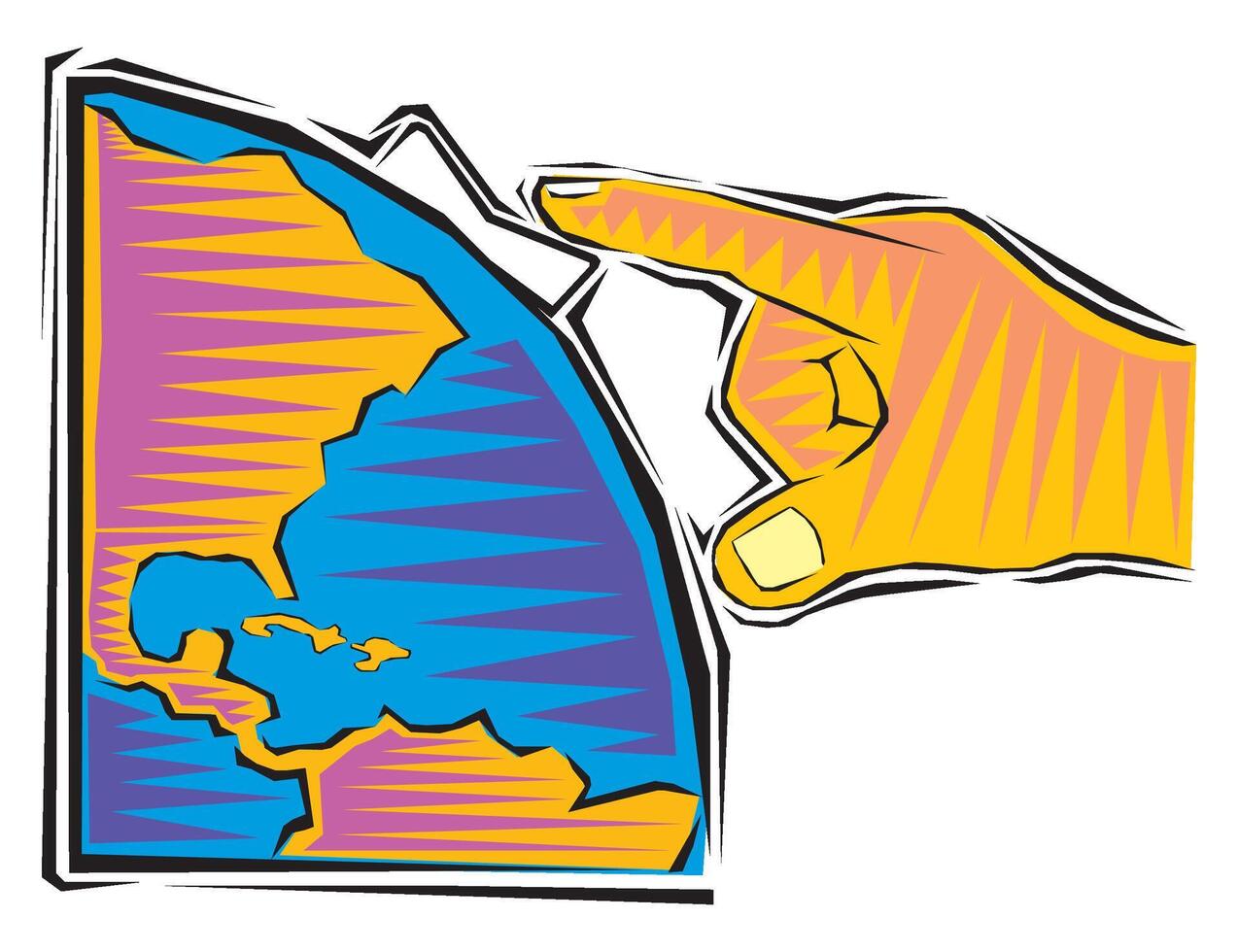 Finger touch globe earth. Single continuous line world global map graphic icon. Simple one line doodle for technology concept. i vector