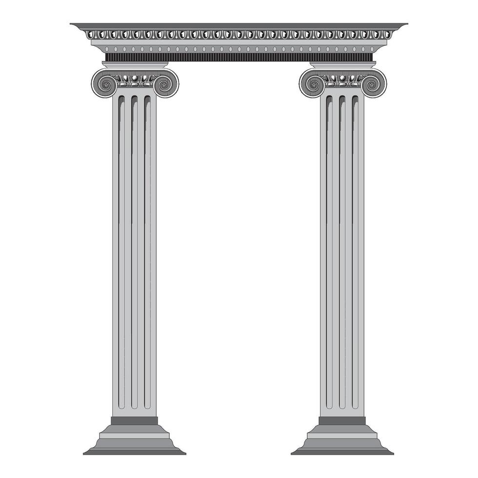 3D Ancient theater with four columns isolated on white background vector
