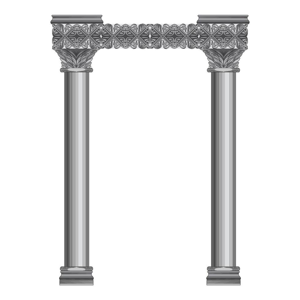 3D Ancient theater with four columns isolated on white background vector