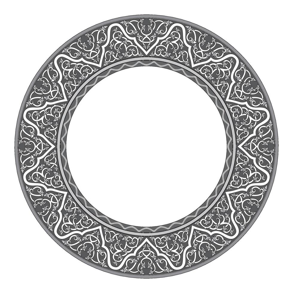 Islamic round floral frame, ornament in oriental style. vector