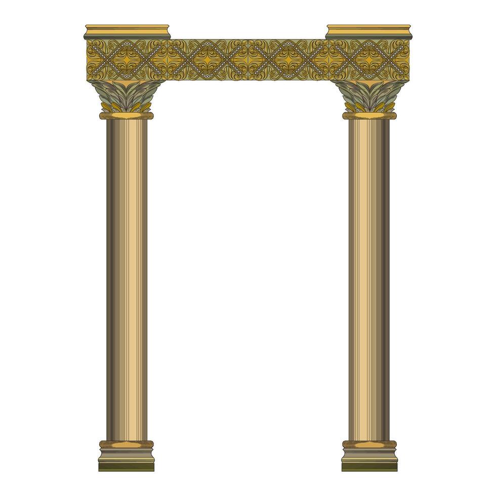 3D Ancient theater with four columns isolated on white background vector
