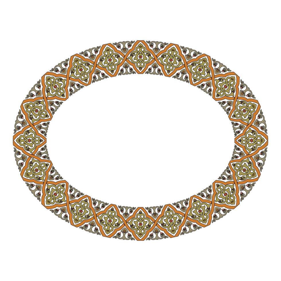 Islamic round floral frame, ornament in oriental style. vector