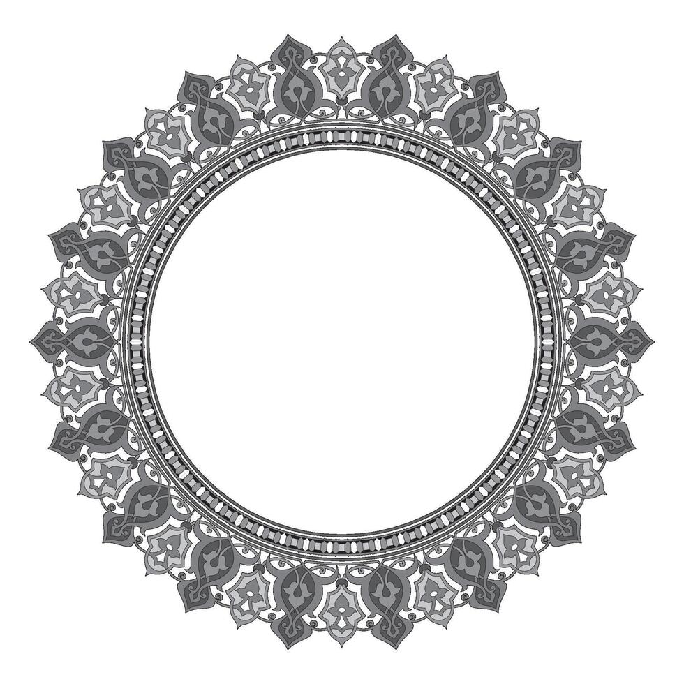 Islamic round floral frame, ornament in oriental style. vector