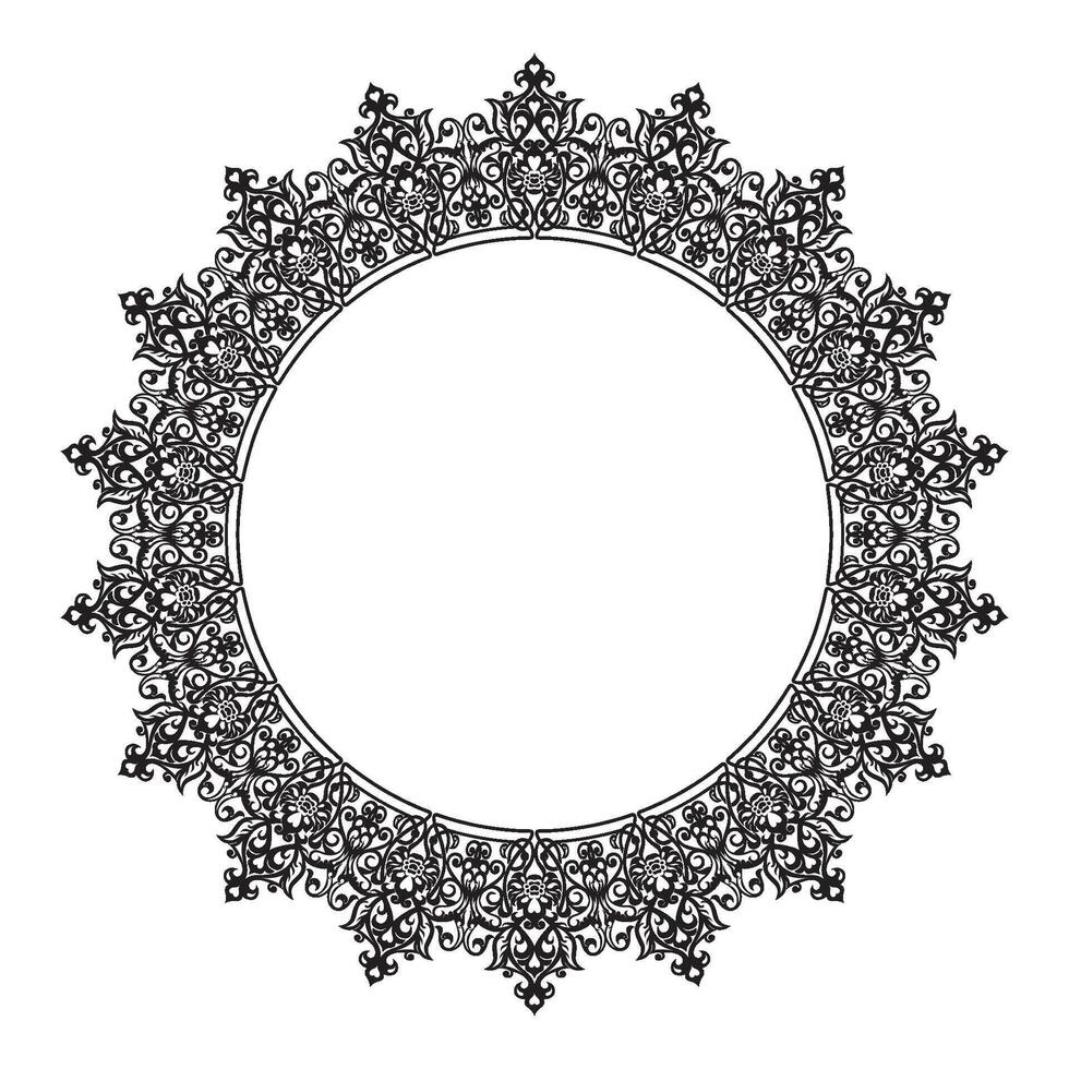Islamic round floral frame, ornament in oriental style. vector