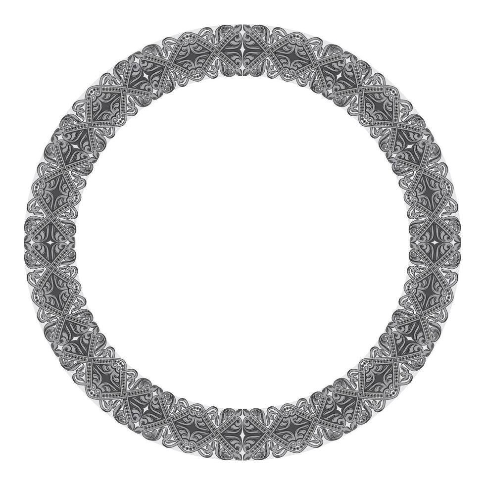 Islamic round floral frame, ornament in oriental style. vector