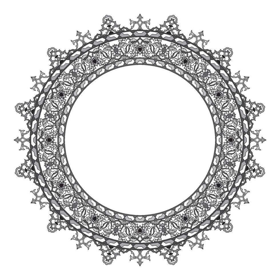 Islamic round floral frame, ornament in oriental style. vector