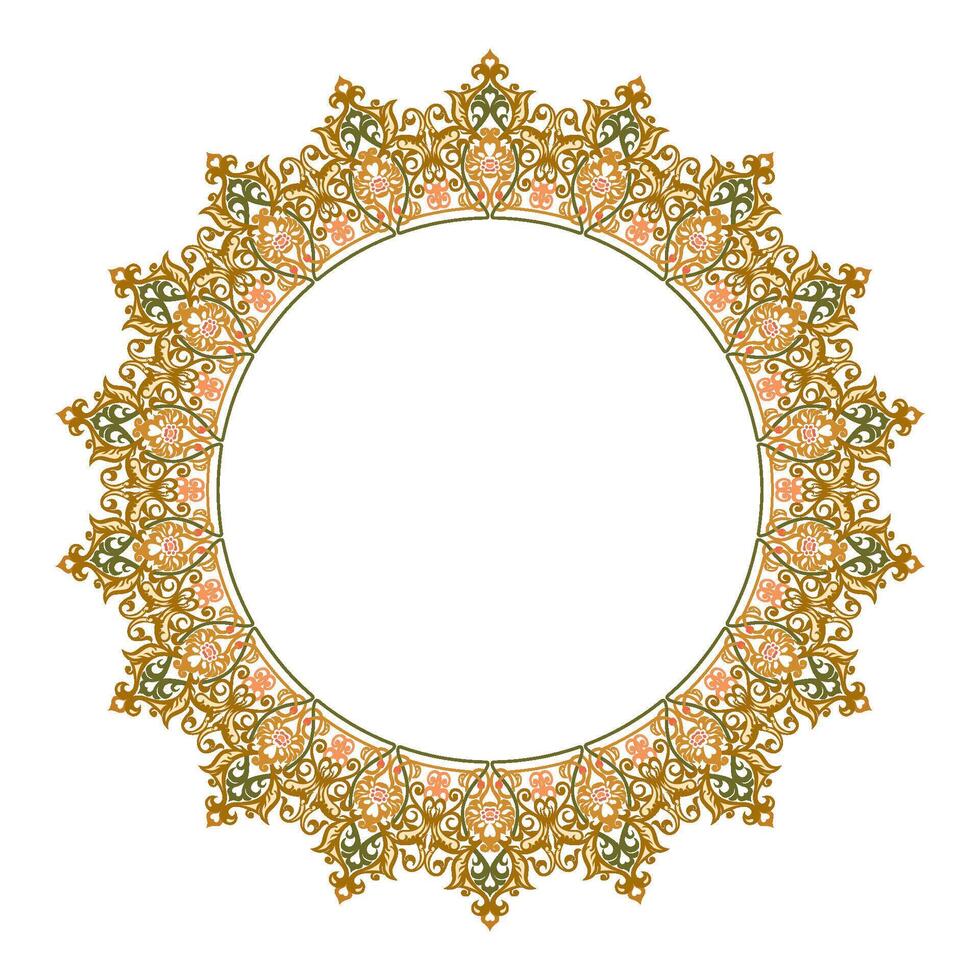 Islamic round floral frame, ornament in oriental style. vector