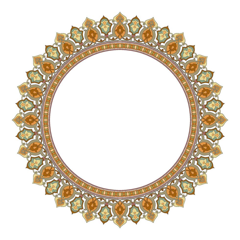 Islamic round floral frame, ornament in oriental style. vector
