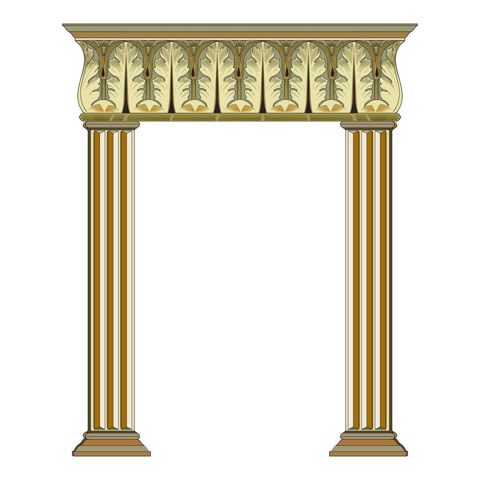 3D Ancient theater with four columns isolated on white background vector