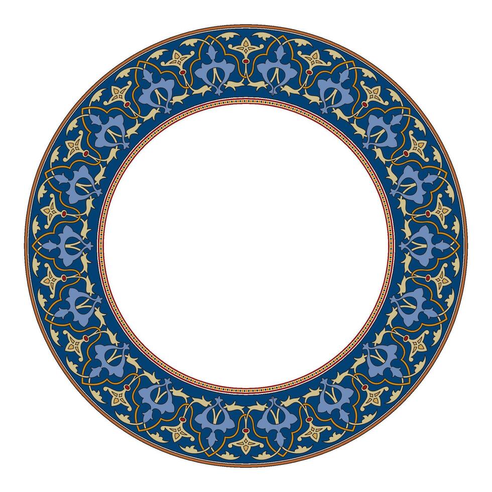 Islamic round floral frame, ornament in oriental style. vector