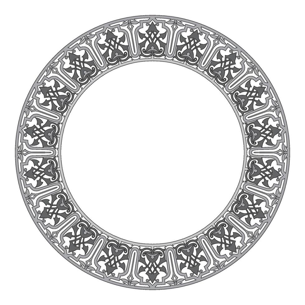 Islamic round floral frame, ornament in oriental style. vector