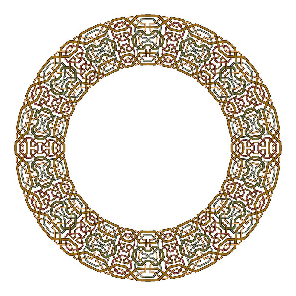 Islamic round floral frame, ornament in oriental style. vector