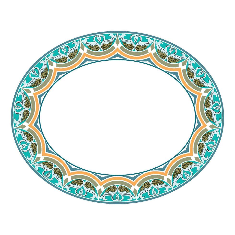 Islamic round floral frame, ornament in oriental style. vector
