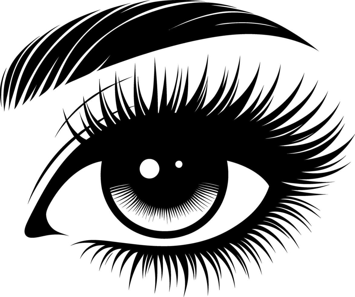 girls eye silhouette illustration black and white vector
