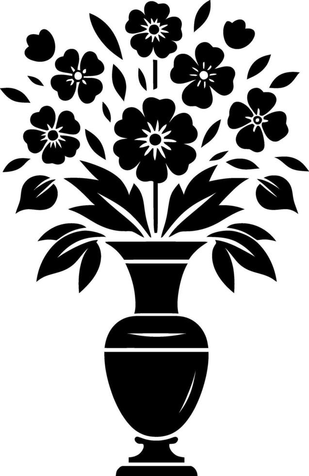 flower vase silhouette illustration on white background vector