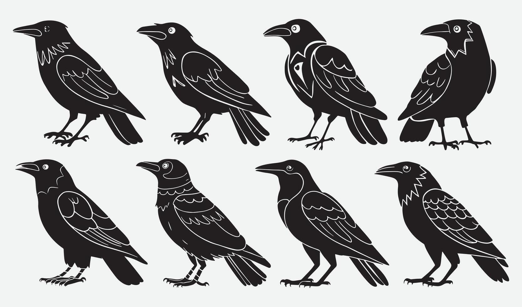 Birds Silhouette Collection Hand drawn vector
