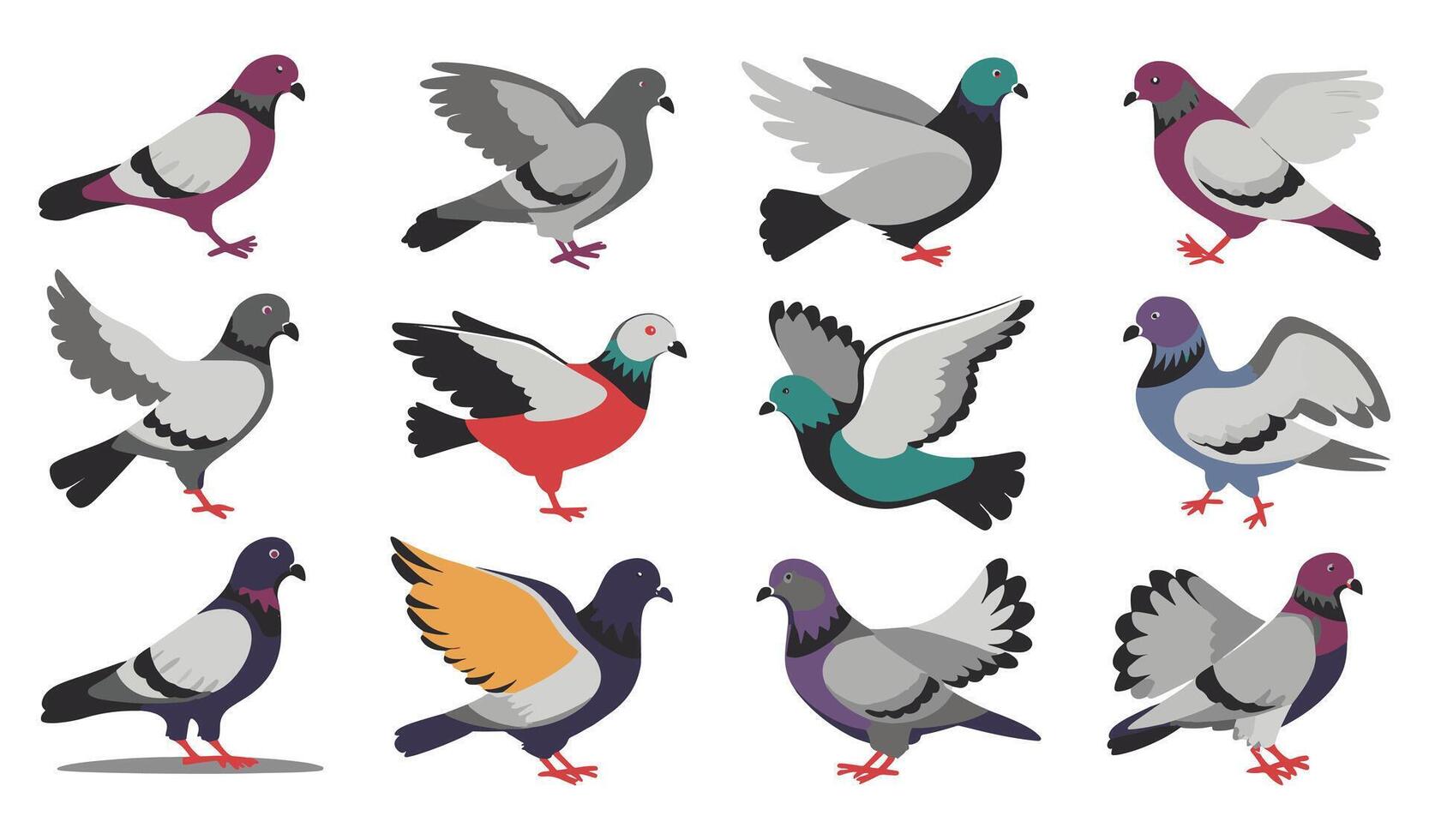 Birds Silhouette Collection Hand drawn vector