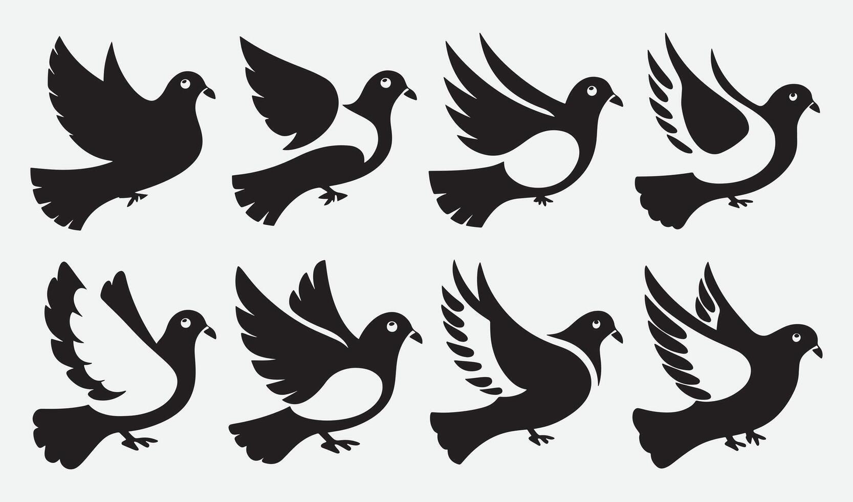 Birds Silhouette Collection Hand drawn vector