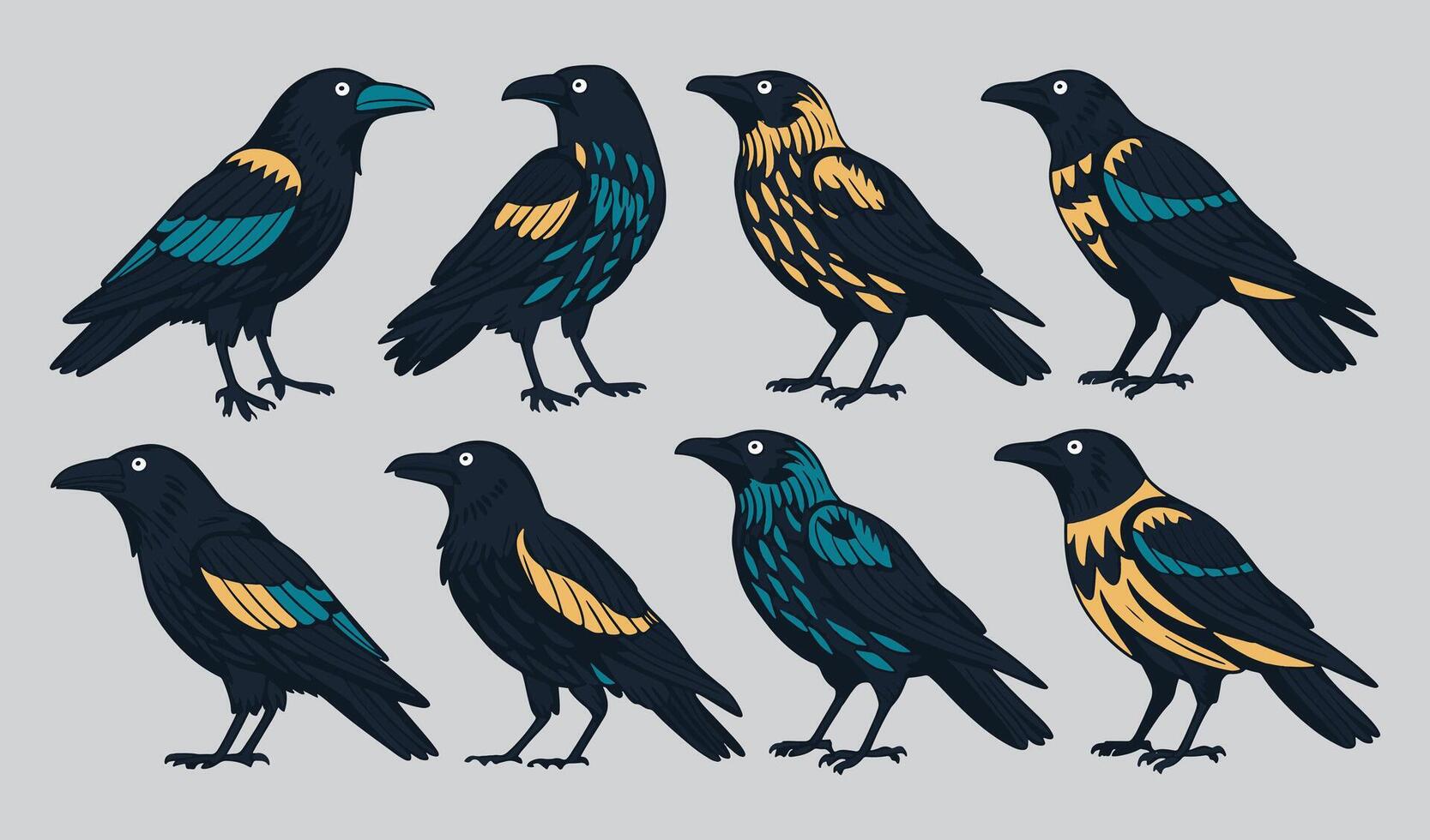 Birds Silhouette Collection Hand drawn vector
