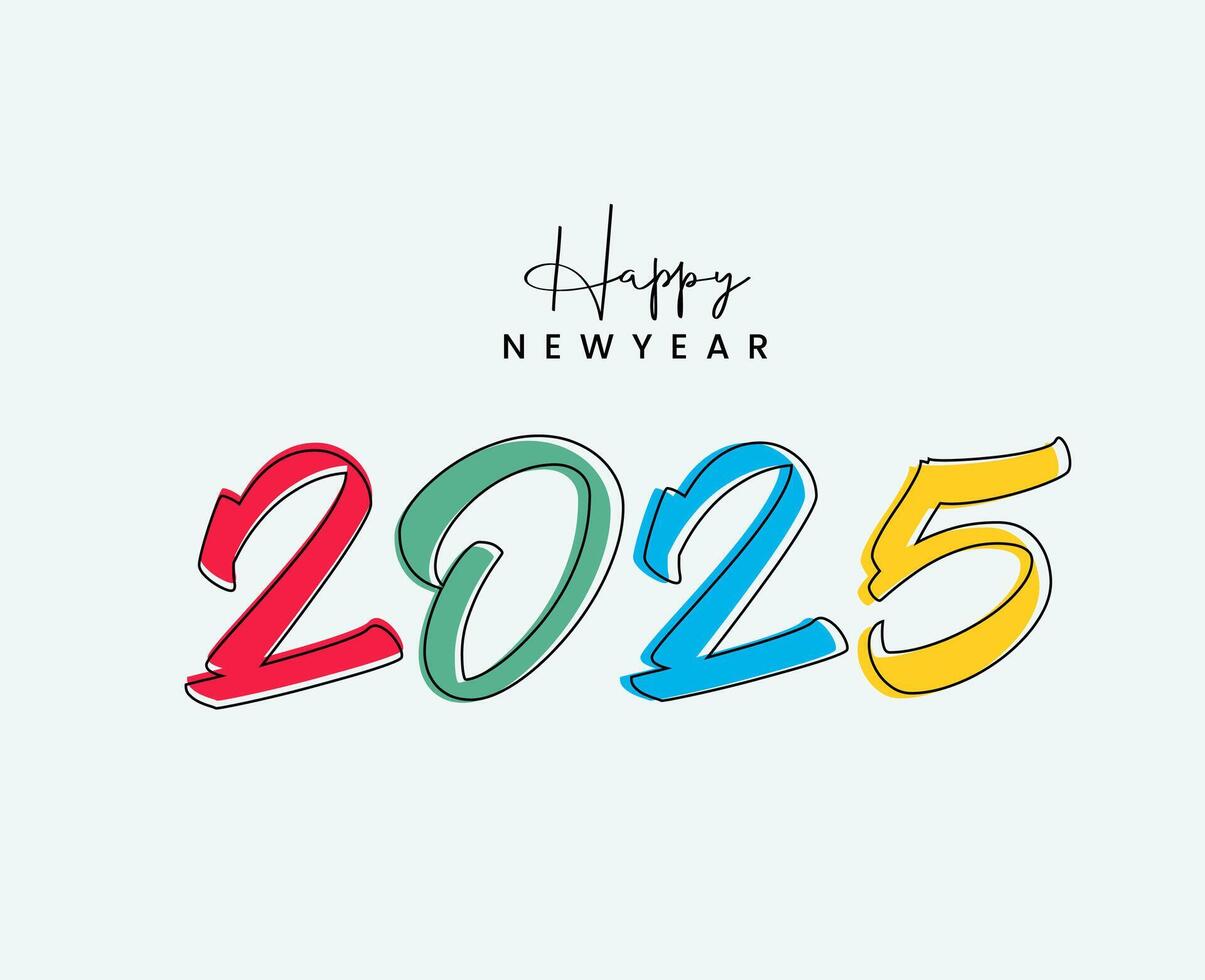 Happy New Year 2025 Typography Design vector