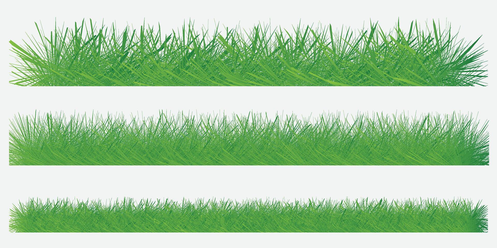 Green grass silhouette. set spring field planting shapes lawn or borders garden. vector