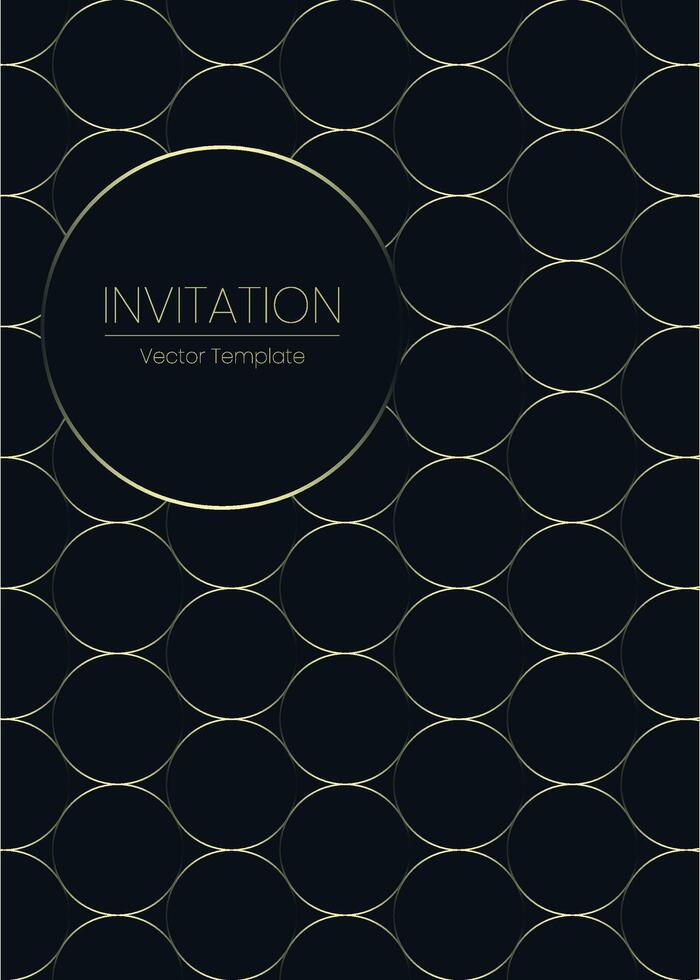 Luxury gala invitation card background . Golden elegant wavy gold line pattern on background vector