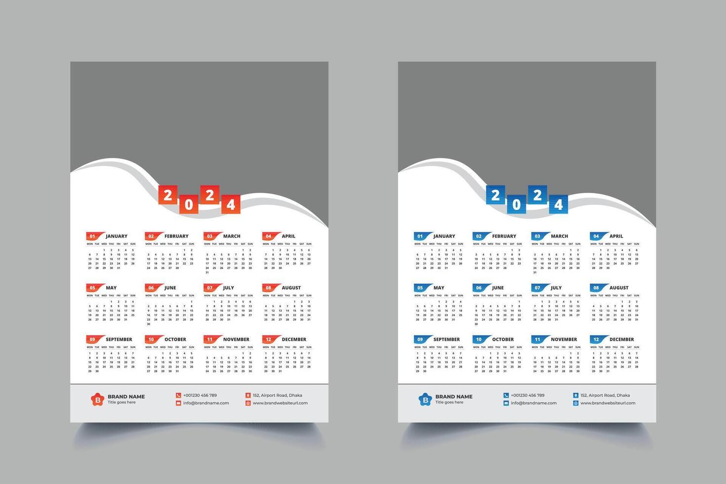 2025 Modern One Page wall calendar template design vector