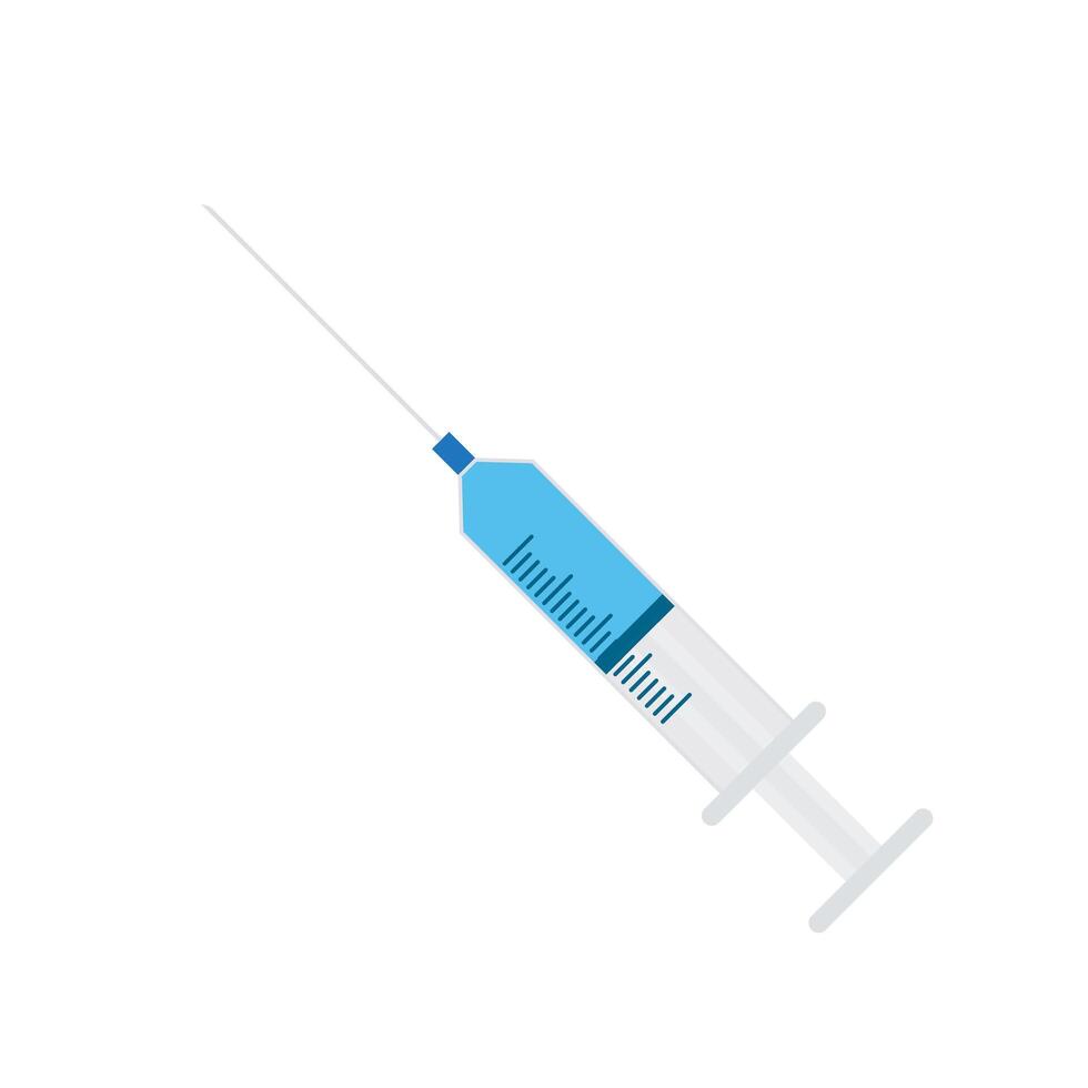 Medical syringe injection icon. Isolated drawing on a white background. Medical And Healthcare Icon In Flat Design Style. Science and Chemical Elements vector