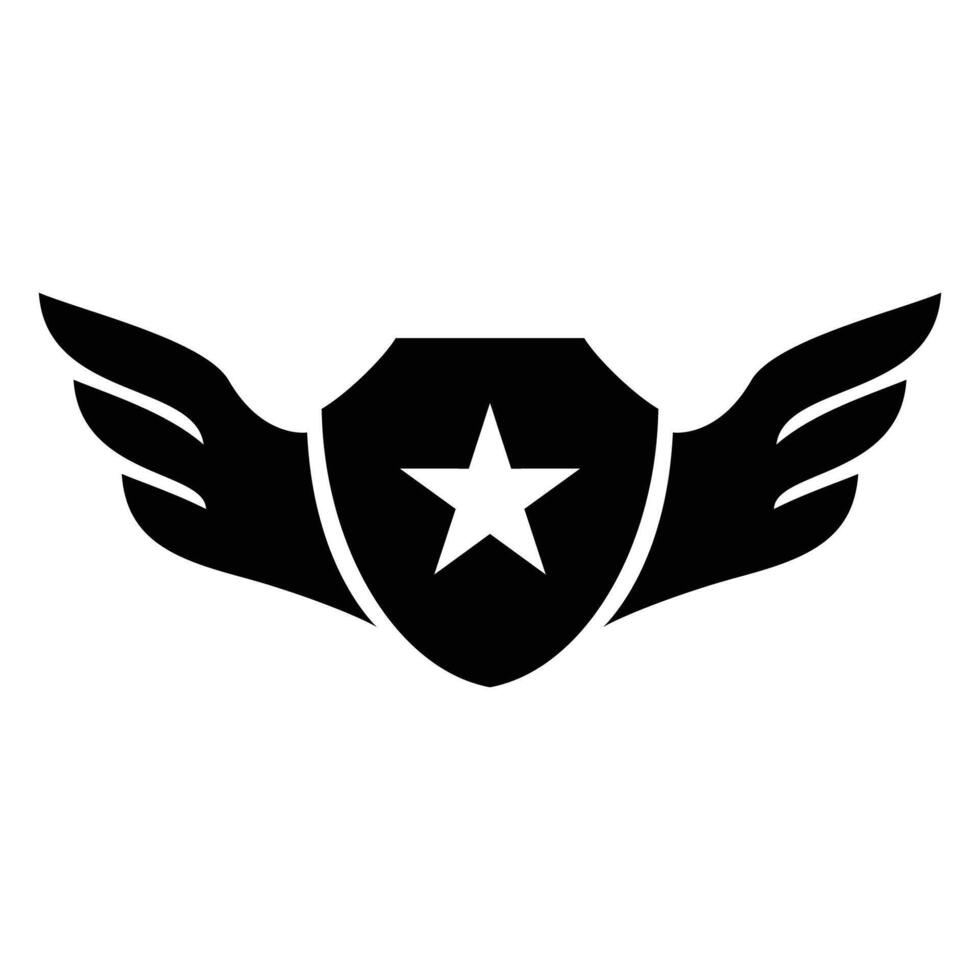 military shield wing star emblem logo design vector