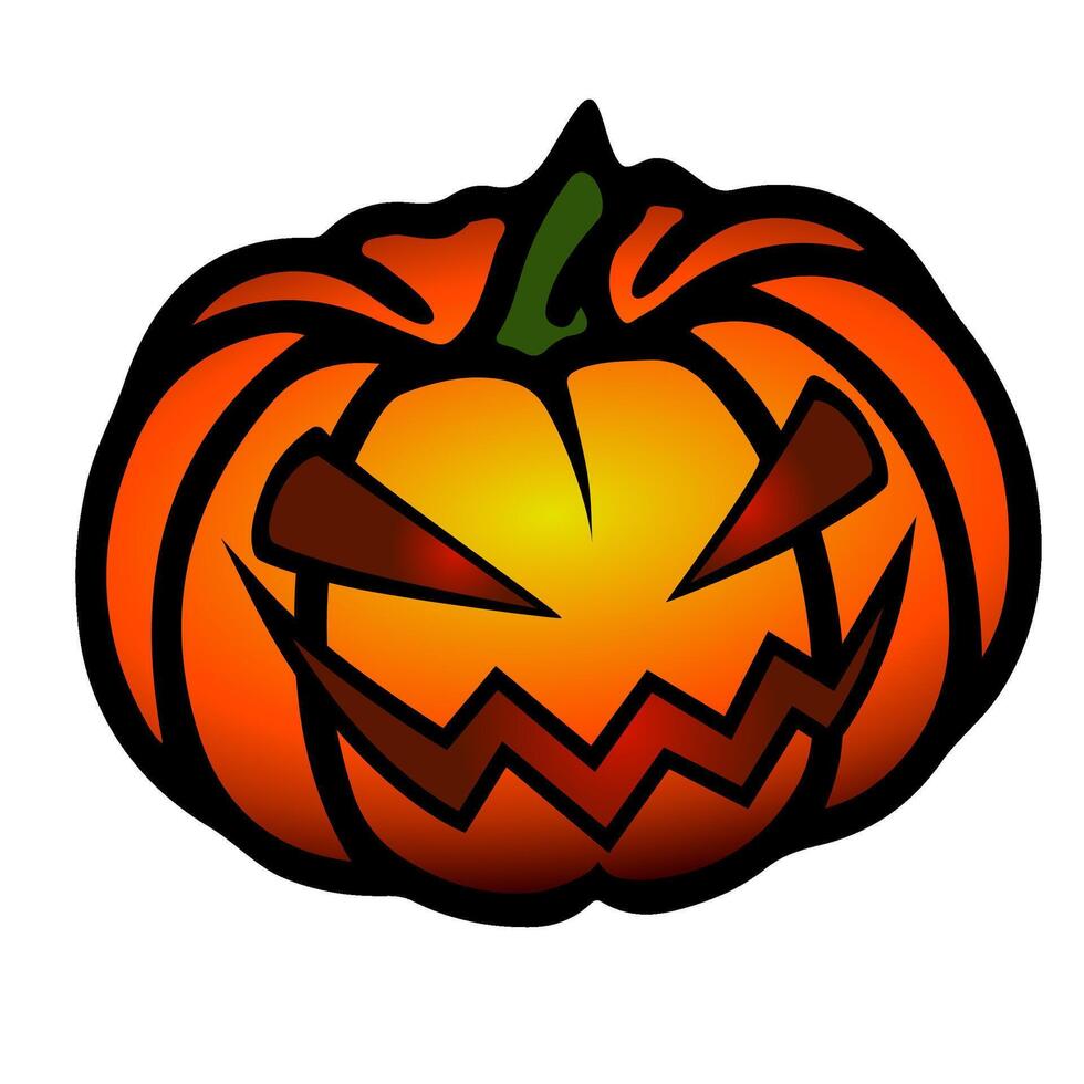 Halloween symbol, scary pumpkin face with evil smile. Jack o lantern icon. vector