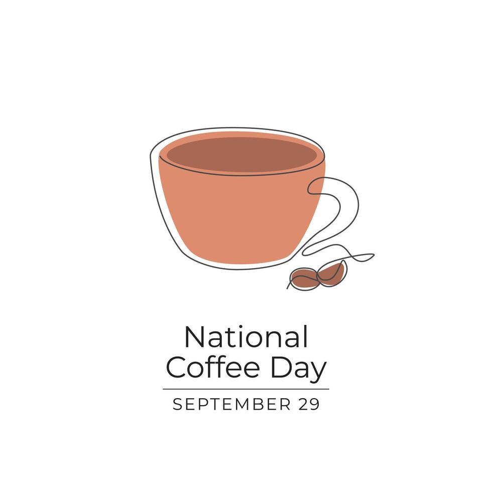 National Coffee Day design template good for celebration usage. National Coffee Day design. Continuous line drawing. eps 10. vector